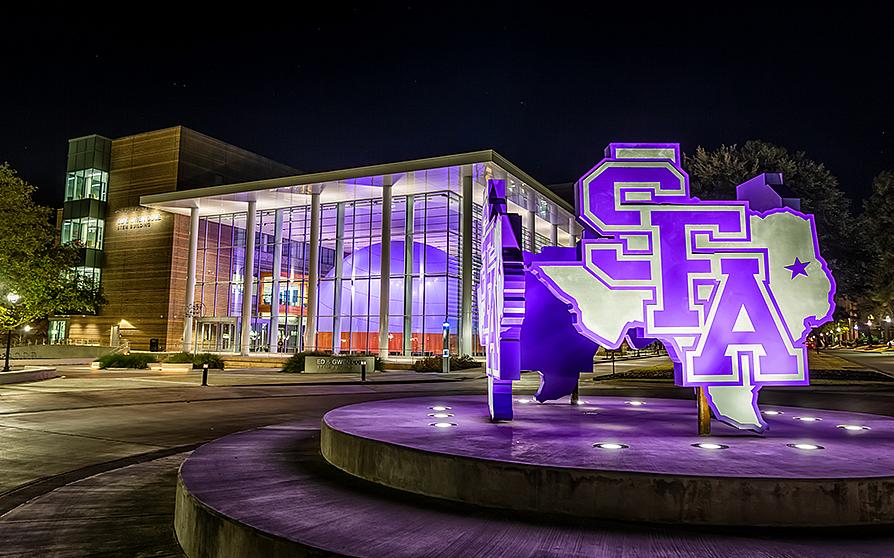 STEM building and SFA roundabout sign