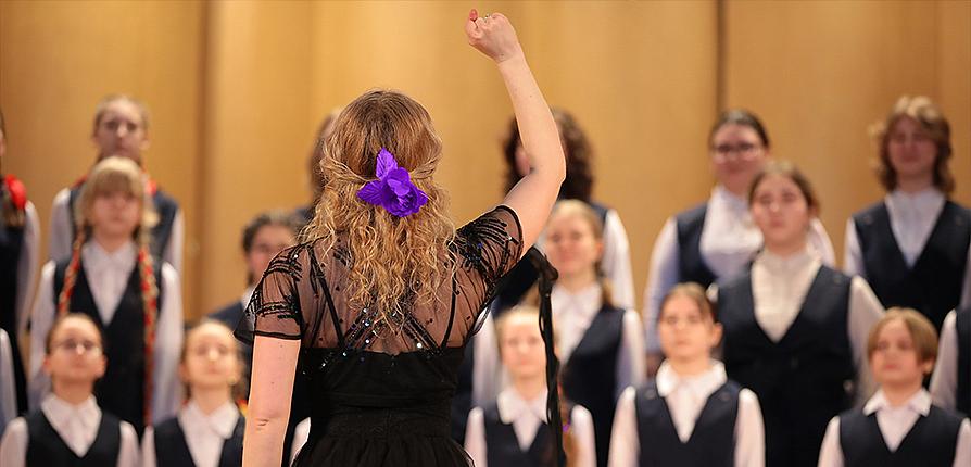 stock image of choir director