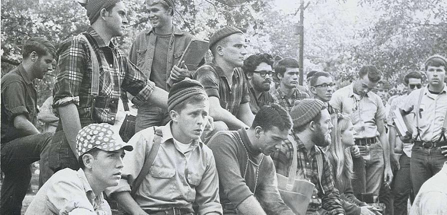 Forestry students at 1969 Lumberjack Day. Photo courtesy of the East Texas Research Center, forestry scrapbook
