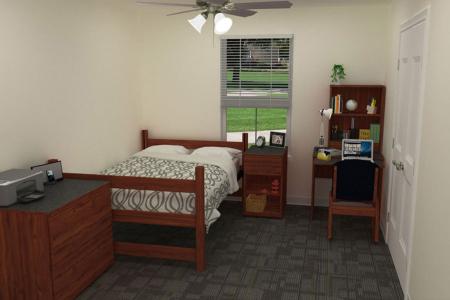 Rendering of bedroom inside Village 2