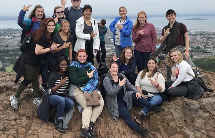 Students visiting Edinburgh, Scotland