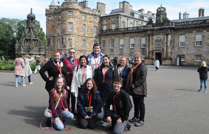 Students visiting Edinburgh, Scotland