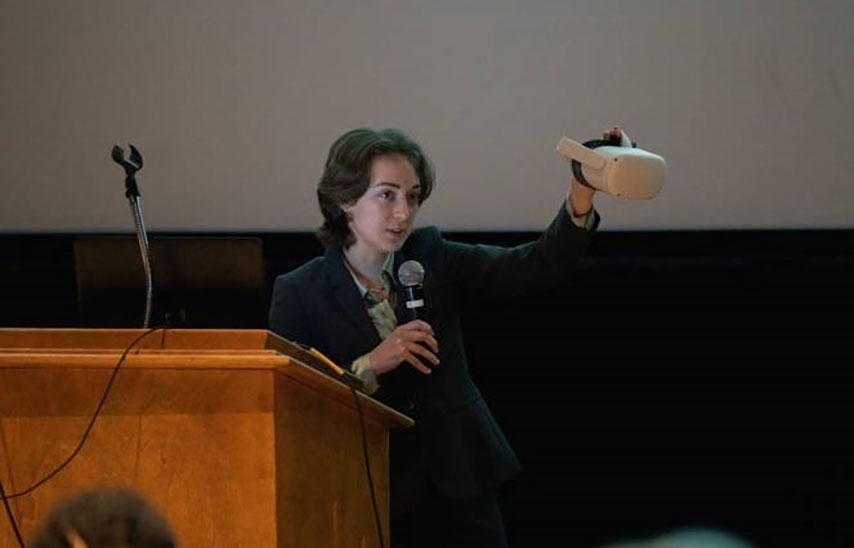 Madison Kelsey presenting at the Undergraduate Research Showcase