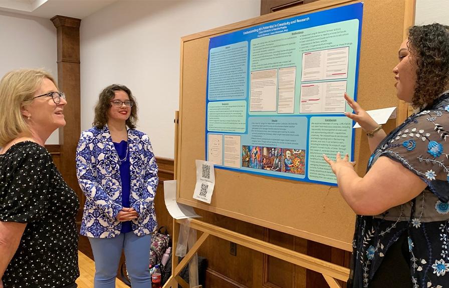 Chloe Albrecht, Department Chair Liz Tasker-Davis, and Natalie Pradia