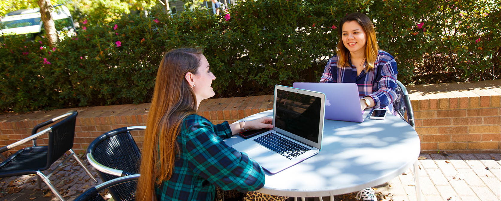 two students working