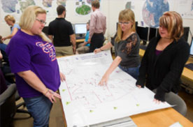 students working at a table