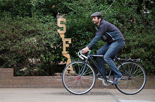 student on bicycle