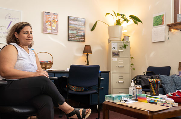 Counselor listening to student