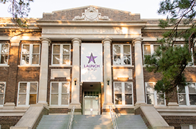 Austin Building with Launch banner