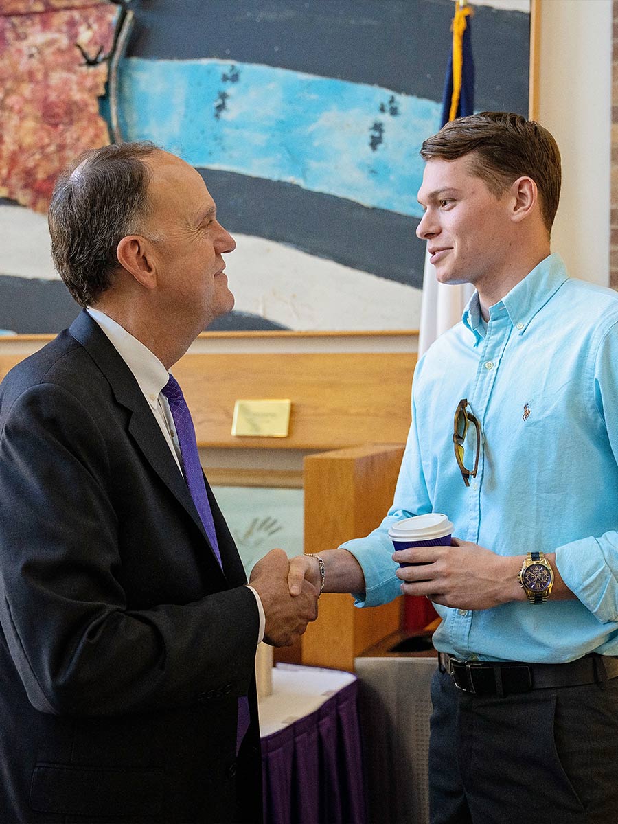 After the board meeting and luncheon, Dr. Steve Westbrook met with SFA students, faculty and staff for an informal reception in the Baker Pattillo Student Center. Photos by Lizeth Rodriguez Santes