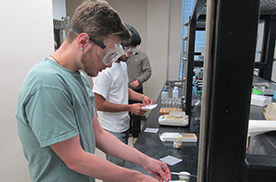 Student working in a chemistry lab
