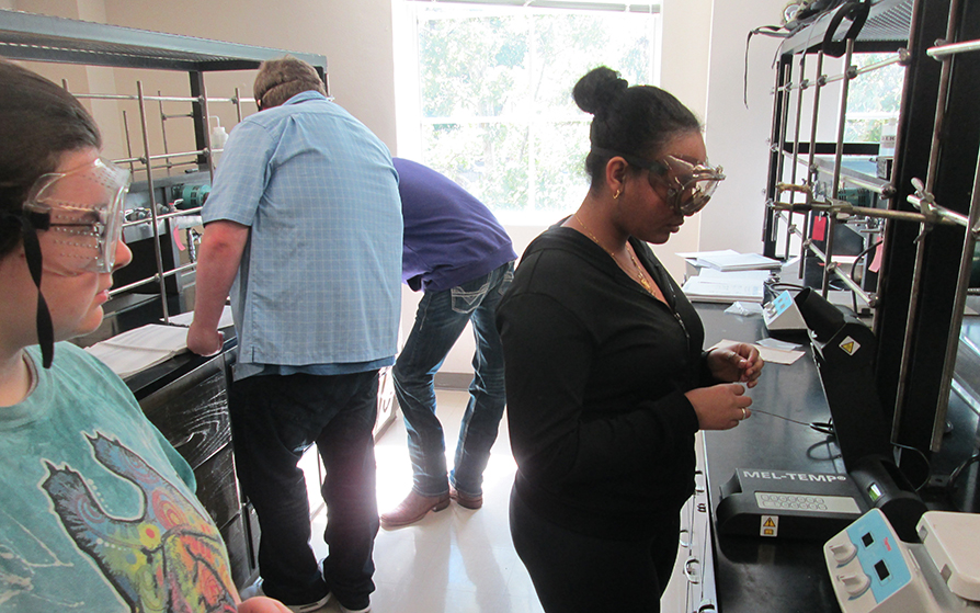 Chemistry students doing research in a lab