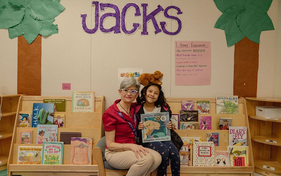 Student with author Lulu Delacre