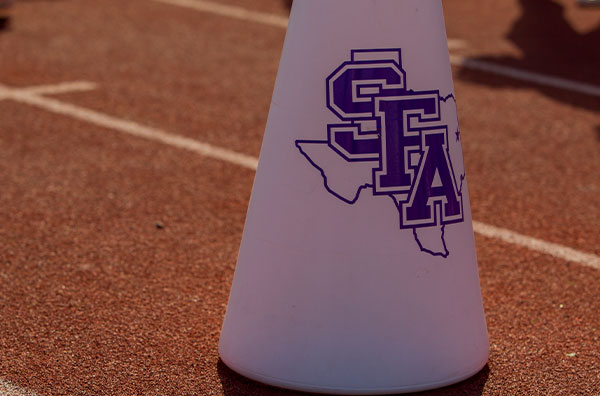 SFA cheer cone on the track