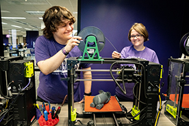 Students working in the Makerspace