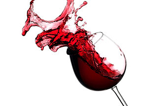 glass of wine spilling