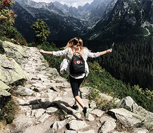 woman running in the mountains