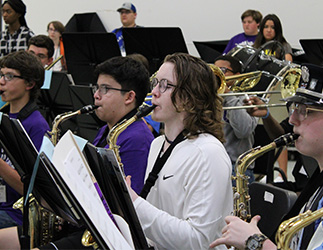 Students playing instruments
