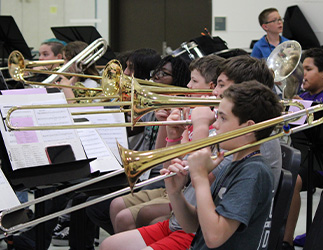 Students playing instruments