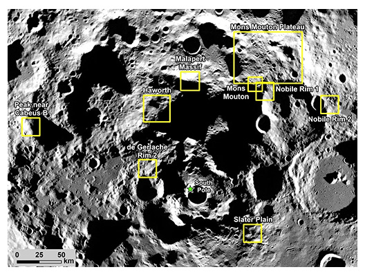 Artemis III landing region candidates