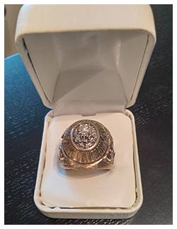 SFA ring with Alpha Tau Omega insignia