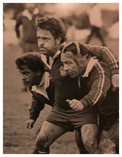 Bob Fleet playing rugby