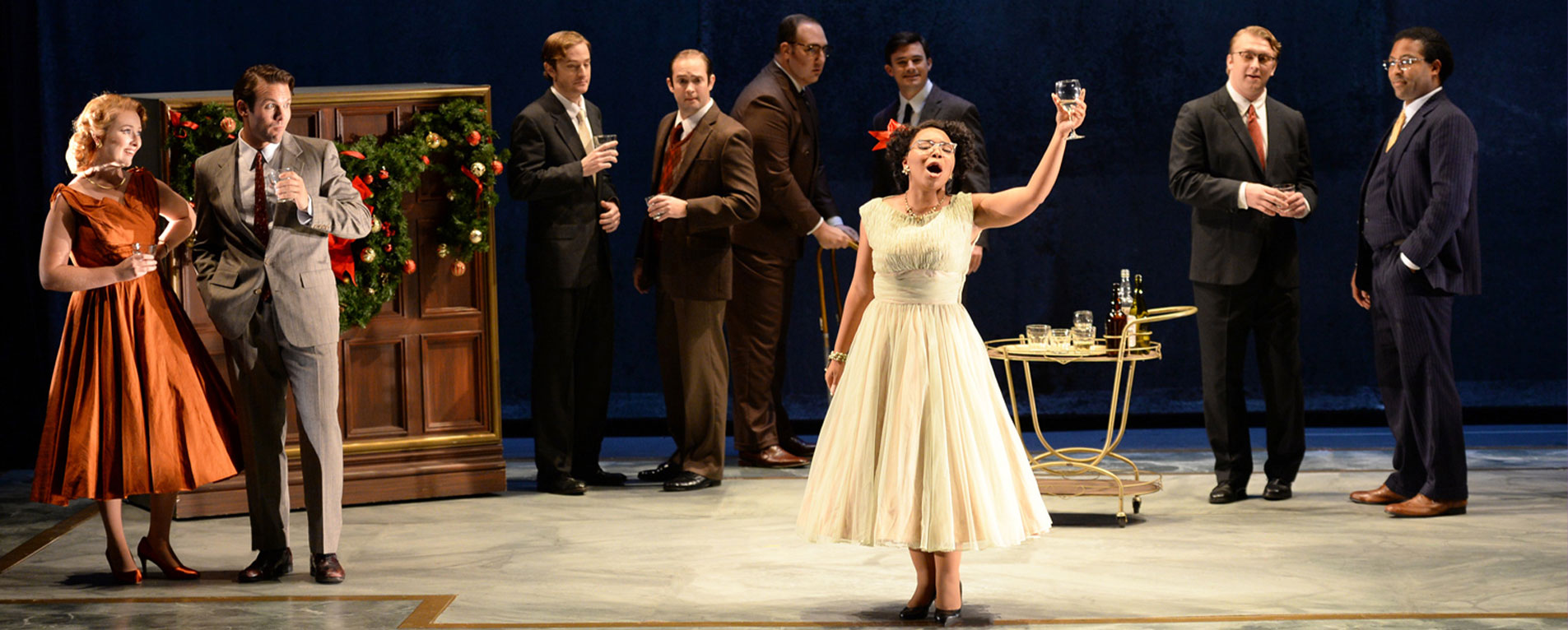Sheriff's favorite modern opera, "Fellow Travelers," explores the complex issues surrounding the Lavender Scare in America during the 1950s, a period in the United States when thousands of gay and lesbian people were forced out of the government. Singing the role of Miss Lightfoot, Sheriff said it was a character who stands in dark contrast to the "girlish roles" she typically plays. "It was a different kind of performance for me, and I relished the opportunity to break from my usual character types and dive into the darker side of the story," she said. Photo courtesy of Duane Tinkey with Des Moines Metro Opera