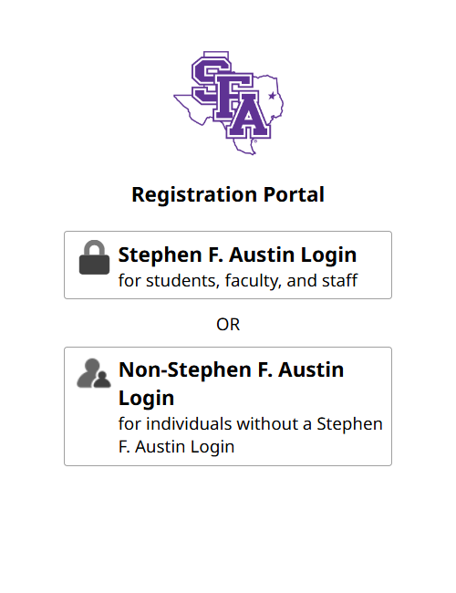 A registration interface showing two options for logging in