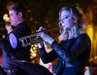 Student playing trumpet