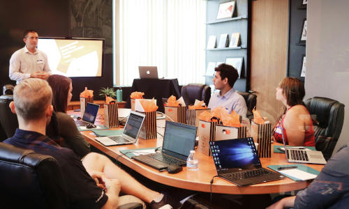 group of people in a meeting