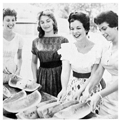 Students with watermelons