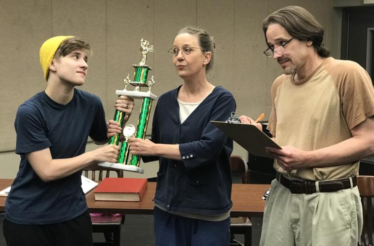 Jason, Roz and Jamie Couch rehearse a scene.