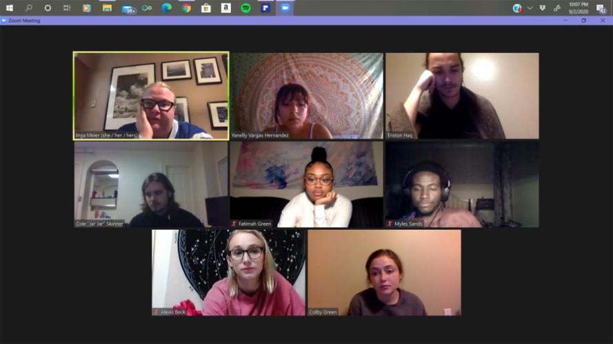 a virtual rehearsal for the SFA School of Theatre's presentation of "No Exit" via ZOOM