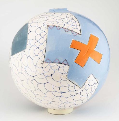 “N.I.N.J.A.,” ceramic, 16 inches by 16 inches by 16 inches, 2023