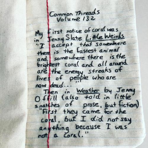 an embroidery entry from Candace Hicks’ “Common Threads,” vol. 132