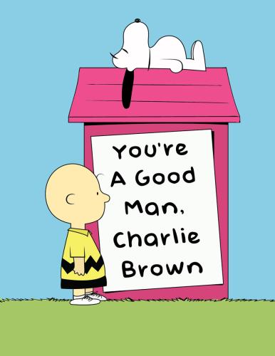 Charlie Brown and Snoopy are featured on a cartoon flyer