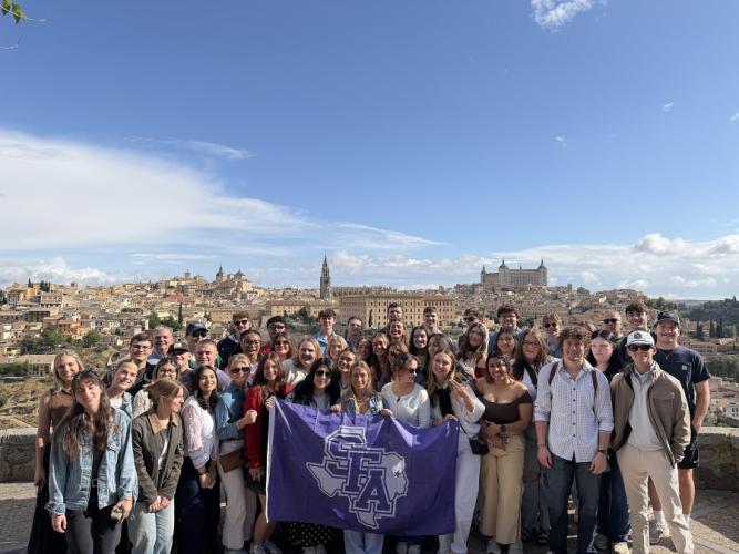  Nearly 50 students from Stephen F. Austin State University’s Nelson Rusche College of Business participated in an intensive, faculty-led study abroad program in Spain and Portugal May 10-21. Pictured is their tour of Toledo, Spain.