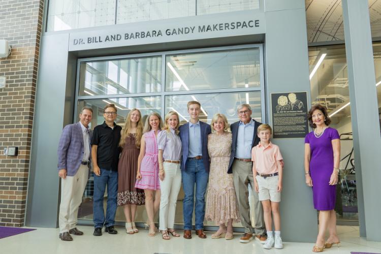 Members of the Gandy family with Dr. Neal Weaver, Dr. Kimberly Childs, Barbara Gandy, and Bill Gandy