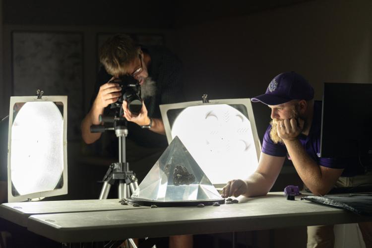 Dr. William Nieberding, associate professor of art, and Chase James, SFA Makerspace technologist