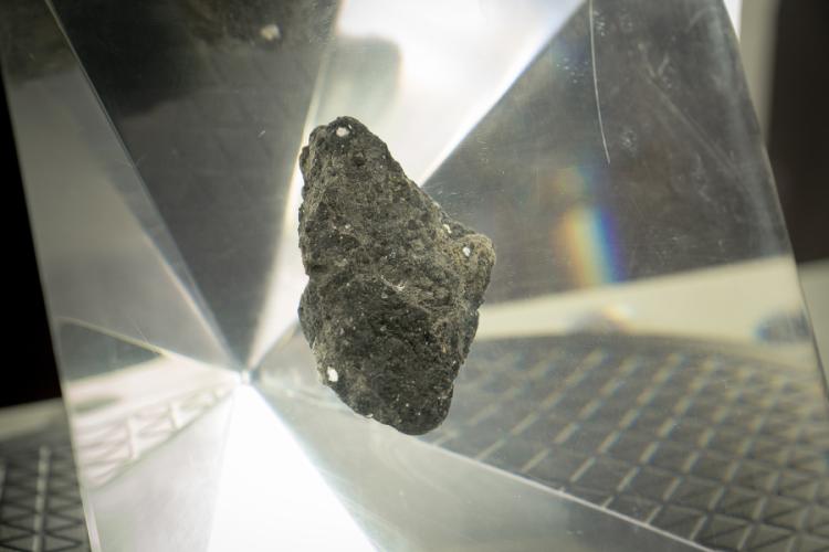 The moon rock on central display at the Naranjo Museum of Natural History in Lufkin