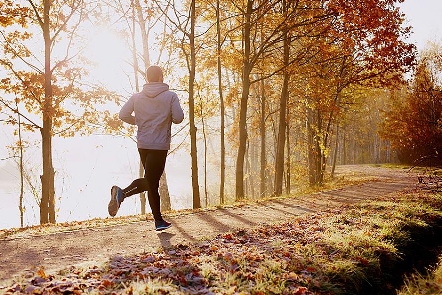 man running in early morning